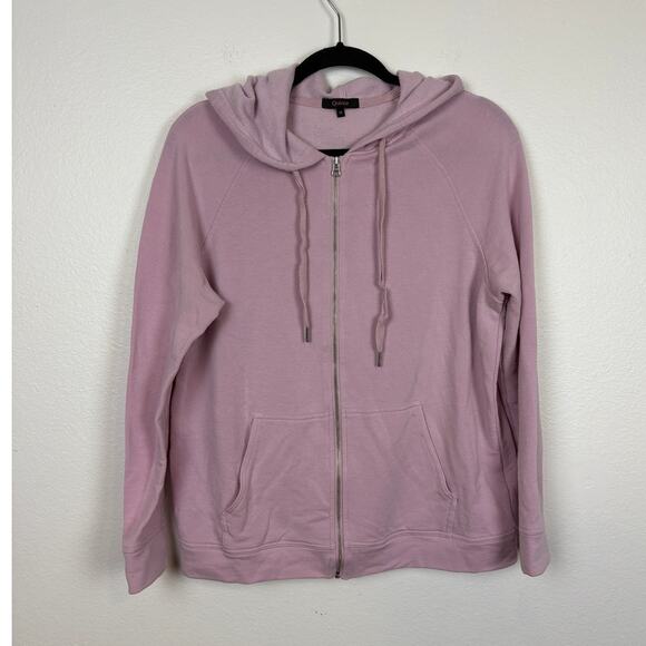 Quince Supersoft Fleece Zip Up Hoodie Pink Petal Tencel Blend Medium - Picture 2 of 6